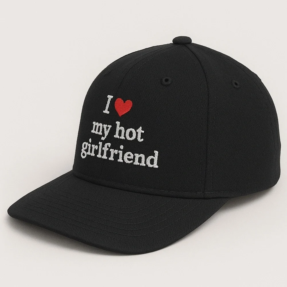 I ❤️ My Hot Girlfriend Hat Black Embroidered Valentines Cap Cute Couples Gift
